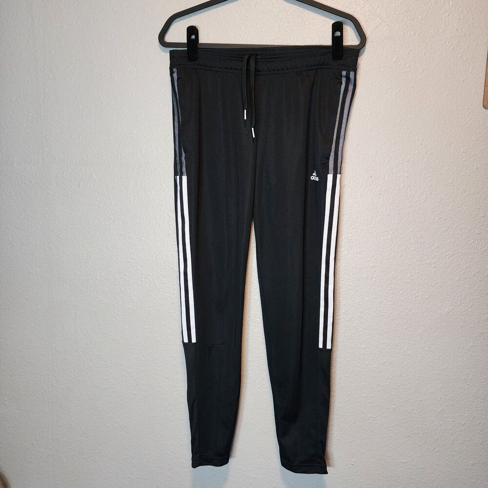 adidas Womens Tiro 21 Primegreen Black White 3-Stripe Track Pants Size Medium